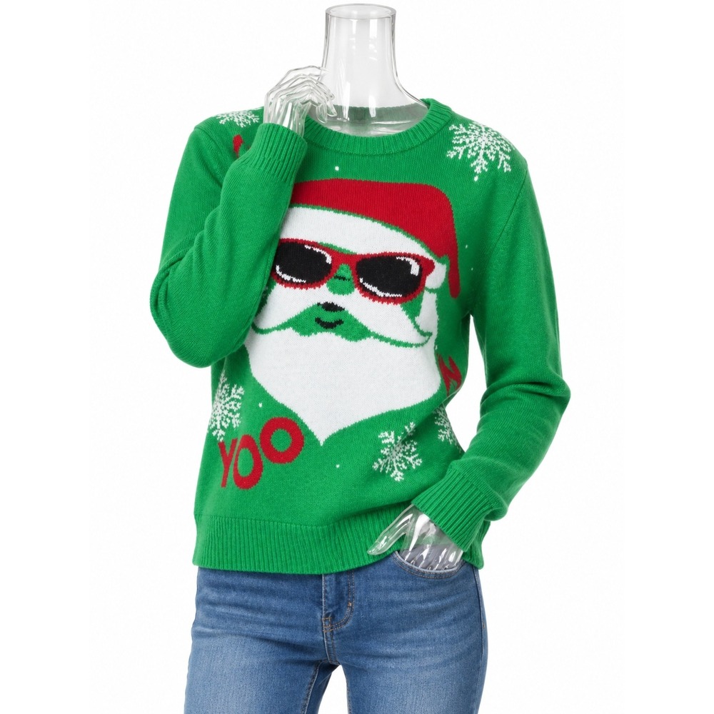 Santa Claus Hipster "Ho Ho Ho" Ugly Christmas Sweater SKUW557